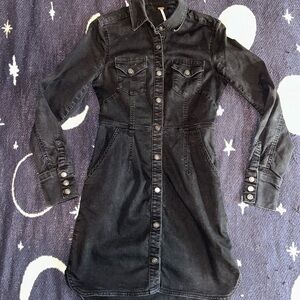Free People Black Denim Mini Dress